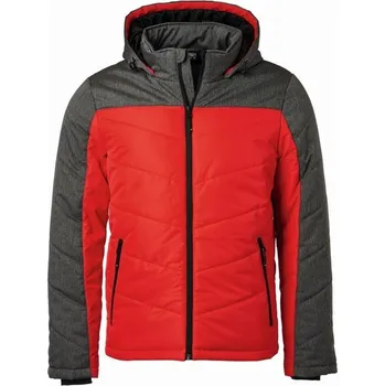 Pánská bunda James & Nicholson (Daiber) Pánská prošívaná zimní bunda JN1134 - Červená / antracitový melír | L