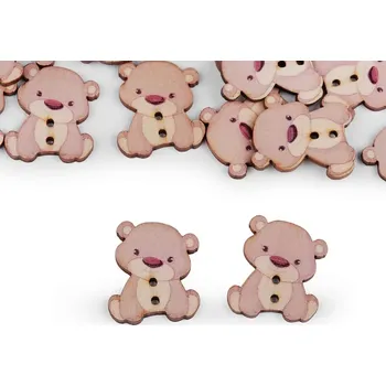 Knoflík Dřevěný dekorační knoflík medvěd BALENÍ 50 KUSŮ - béžová světlá