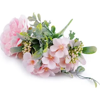umělá květina Umělá kytice s malou pivoňkou 25 CM - 3 růžová nejsv.