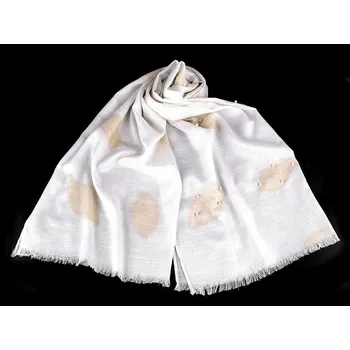 Šála Šála s listy a perlami 65x175 cm - 1 béžová sv.