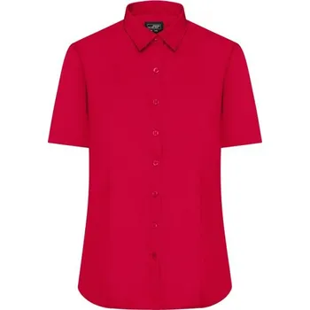 Dámská košile James & Nicholson (Daiber) Dámská košile s krátkým rukávem JN679 - Červená | XS