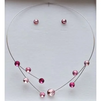 Souprava šperků Soupravy bižuterie - Svatební bižuterie - 70593 + 70410 - S09 - S13 - červená - mix - rhodium