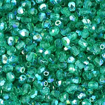 Dětské navlékací korálky Manumi české broušené korálky 3 mm Emerald AB