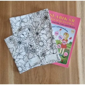 Obal na sešit Látkový obal k vybarvení - květy - A4, A5 na učebnici, sešit, slabikář (univerzální) Velikost: A5