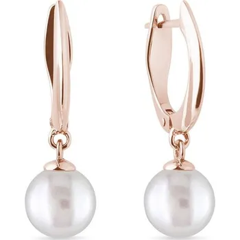 Náušnice Visací náušnice s perlou v růžovém zlatě KLENOTA