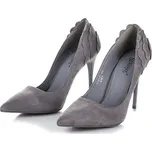 Semišové lodičky s volánkem šedé - 36