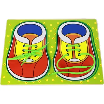 Dřevěná hračka dřevěná vzdělávací hračka na učení zavazování tkaniček