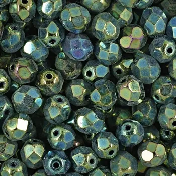 Dětské navlékací korálky Manumi české broušené korálky 6 mm Iris Green