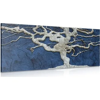 Obraz Dovido Obraz abstraktní strom na dřevě s modrým kontrastem