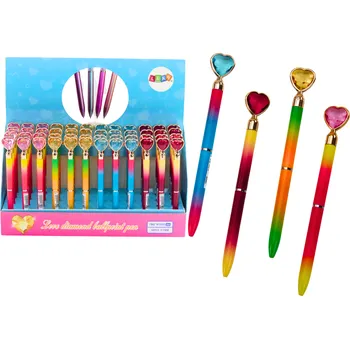 LEAN Toys Kuličkové pero s diamantem srdce modrá náplň 0.7mm mix
