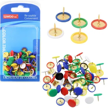 LEAN Sada Ploché Barevné Špendlíky do Kanceláře a Školy 90 ks