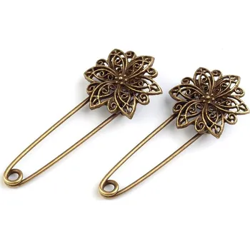 Brož Brož FILIGRÁN 25x60mm na spínacím špendlíku - 2 staromosaz