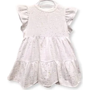 Kojenecké šaty Le Bebe Mušelínové šaty BÍLÉ s perletí - 98/104