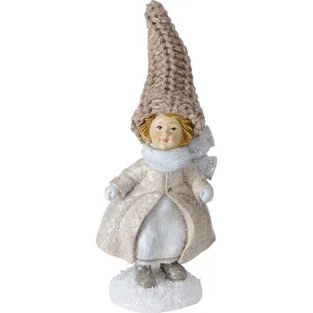 Vánoční dekorace Vánoční dekorace figurka dívka v čepici 8x8x18cm