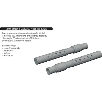 Plastikový model Eduard 1/32 Bf 109K-4 gun barrels PRINT (KOTARE)