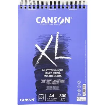 Umělecký papír Canson skicák XL Mix Media 30 listů A4 300g/m² kroužková vazba