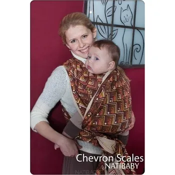 Šátek na nošení dítěte Nati Chevron scales se lnem - délka 5,2m