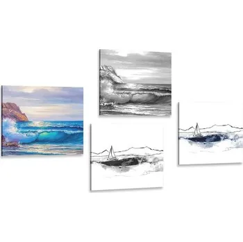 Obraz Dovido Set obrazů imitace malovaného moře