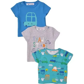 Kojenecké oblečení Tričko kojenecké s krátkým rukávem 3pack, Minoti, Transport 3, modrá - 68/74 | 6-9m