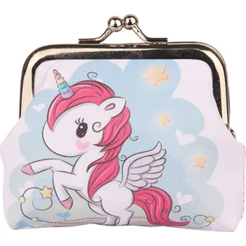 LEAN Dětská Peněženka Jednorožec Hvězdičky Kovové Zapínání 10x9cm