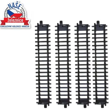 Vláček a vláčkodráha NAŠE ŽELEZNICE koleje 4 ks rovné - k vlaku RegioJet nebo České dráhy