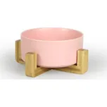 Aminela keramická miska v dřevěném stojanu - růžová 750ml