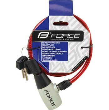 Příslušenství pro cyklistiku zámek FORCE RON spirálový s držákem 185cm/8mm, červený