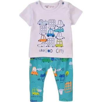 Kojenecká souprava Kojenecký set - tričko a tepláky, Minoti, Transport 1, modrá - 56/62 | 0-3m