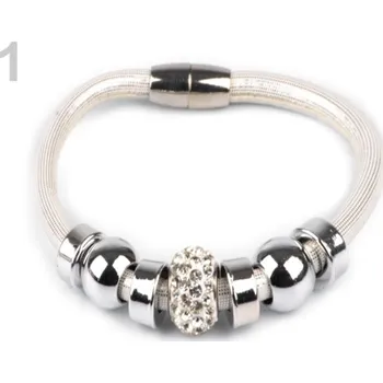 Náramek Náramek s korálky - 1 bílá mléčná