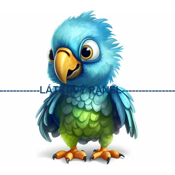 Látkový panel - Papoušek - PT-23 Velikost: 25x25cm, Materiál: Teplákovina nepočesaná