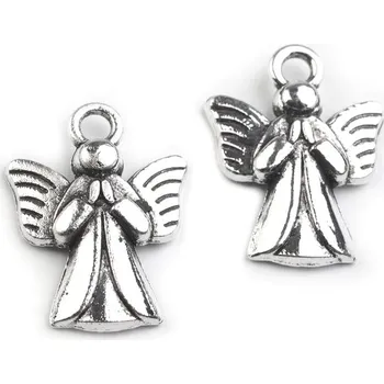 Přívěsek Přívěsek 15x20 mm anděl 5 kusů - platina s patinou