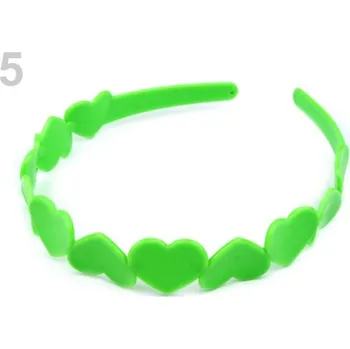 Plastová čelenka se srdíčky - 5 zelená elektrická