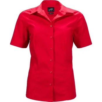 Dámská košile James & Nicholson (Daiber) Dámská košile s krátkým rukávem JN643 - Červená | XS