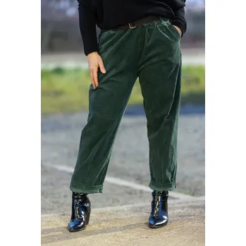 Dámské kalhoty Italy fashion Manšestrové kalhoty do gumy MARLEY Barva: Khaki, Velikost: UNI: L-2XL