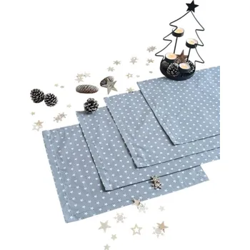 prostírání LKV Lomnice Textilní prostírání Vánoce - 4 ks - hvězdičky