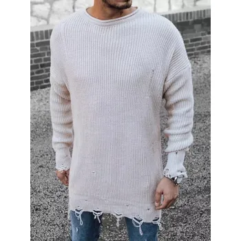 Pánský svetr Buďchlap Stylový prodloužený svetr v béžové barvě