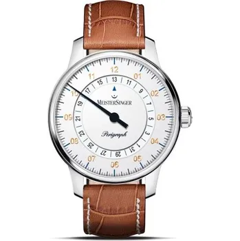 Hodinky MeisterSinger Perigraph 38mm BM1101G - Kožený řemínek z hovězí kůže barvy cognac + 5 let záruka a dárek ZDARMA