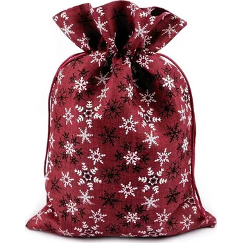 Vánoce Dárkový vánoční / mikulášský pytlík 20x30 cm - 5 bordó