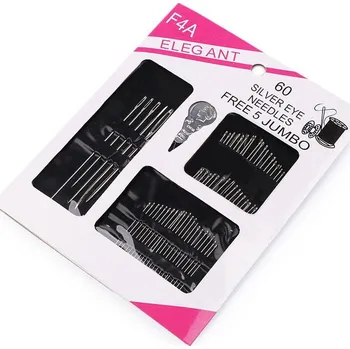 Galanterie Sada ručních jehel + navlékač - nikl