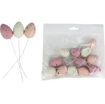 Dekorační vajíčka - zápich, 12 ks X4751-07 - dia 2,2 x 3,5 cm