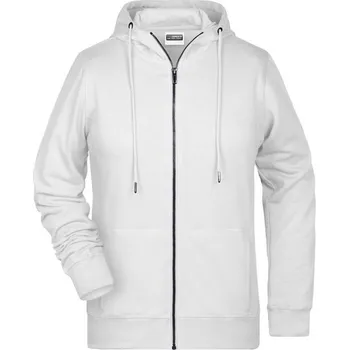 Dámská mikina James & Nicholson (Daiber) Dámská mikina na zip z biobavlny 8025 - Bílá | XL