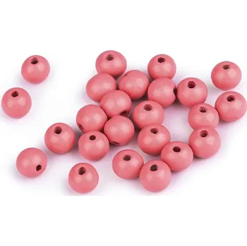 Korálek Dřevěné korálky Ø10 mm 20g - 80D růžová střední