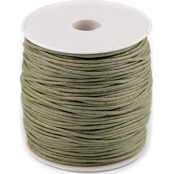 Příze Šňůra bavlněná Ø1,5-2 mm voskovaná návin 80 metrů - 32 (066) zelená khaki stř.