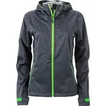 James & Nicholson (Daiber) Dámská softshellová bunda s kapucí JN1097 - Ocelově šedá / zelená | XL