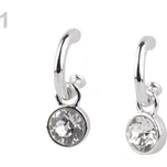 Kovové náušnice s broušeným kamenem - 1 crystal stříbrná
