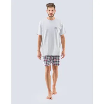 Pánské pyžamo Pánské pyžamo krátké - sv. šedá mahagon - L