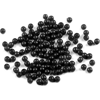 Korálek Plastové voskové korálky / perly Glance Ø4 mm 10g - F75 černá