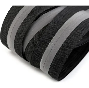 Galanterie Zip spirálový krytý šíře 5 mm metráž reflexní - černá