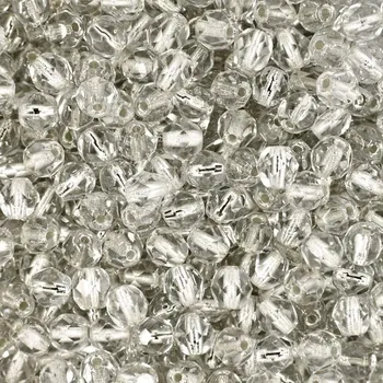 Dětské navlékací korálky Manumi české broušené korálky 4 mm Crystal Silver Lined
