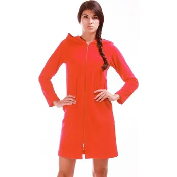 Dámský župan Dámský 3/4 župan s kapucí a dlouhým rukávem BARI Cherry tomato - XXL